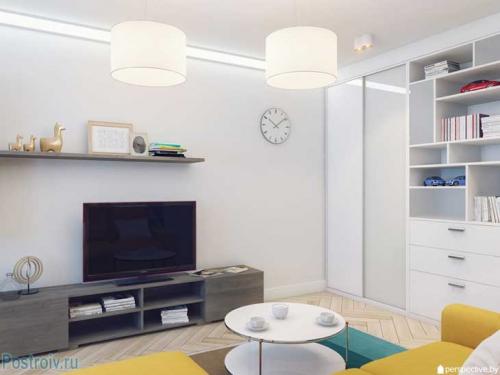 Дизайн однокомнатной квартиры 36 кв.м с ребенком. Комната