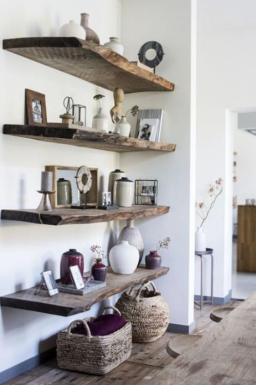 Открытые полки: простые идеи и способы крепления 08