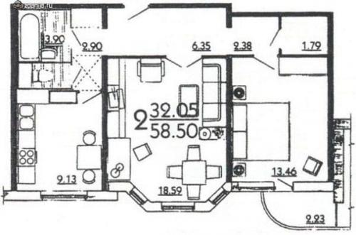 Планировка 2-комнатной квартиры распашонка. Типовые планировки