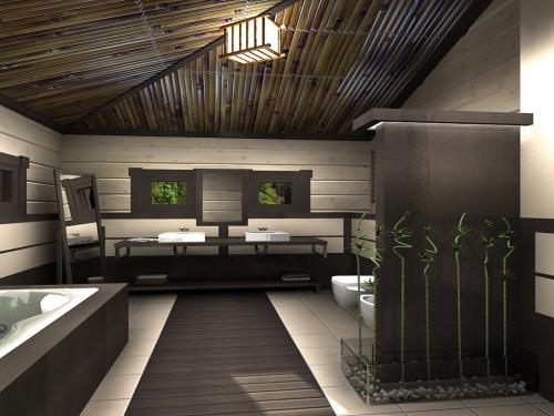 Интерьер ванной в восточном стиле. Привлекательный минимализм Страны Восходящего Солнца