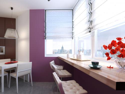 Окно в кухне над столешницей. Варианты обустройства подоконника-столешницы