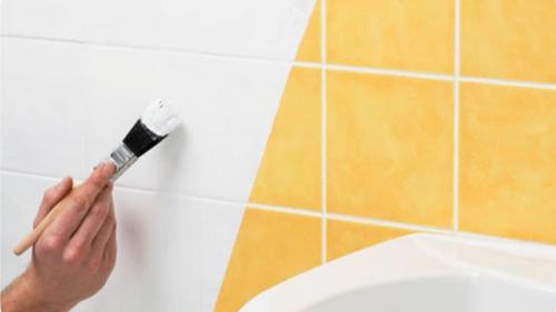 Покраска плитки в ванной. 