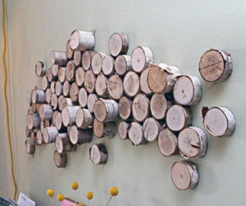 Спилы деревьев в интерьере. Стена из спилов дерева 05 Спилы деревьев в интерьере. Стена из спилов дерева 05