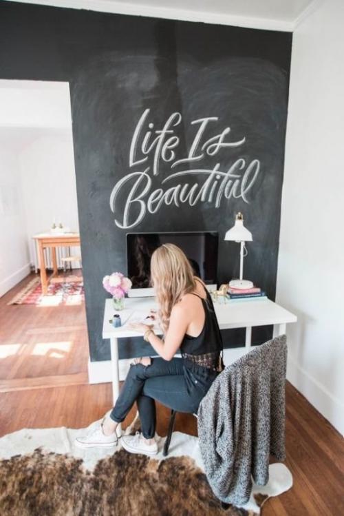 Грифельная стена в интерьере. Грифельная краска в интерьере: аргументы “за” и “против”