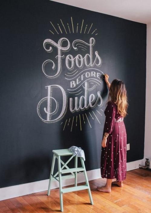 Грифельная стена в интерьере. Грифельная краска в интерьере: аргументы “за” и “против”