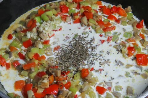 Паста с овощами в сливочном соусе. Спагетти в сливочном соусе с овощами