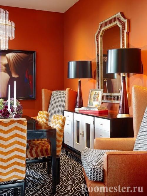 Интерьер в оранжевых тонах. Роль в интерьере