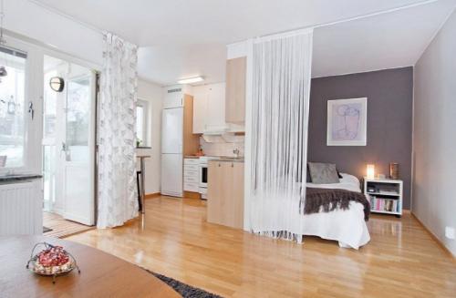 Комната в однокомнатной квартире.  Проект однокомнатной квартиры 13