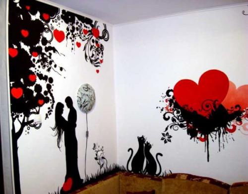 Рисунки цветов на стене. Разновидности трафаретов