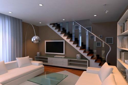 Лестница в двухуровневой квартире. Лестница в дизайне двухуровневой квартиры 12