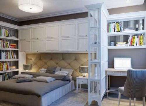 Спальня дизайн без окна. Освещение 02