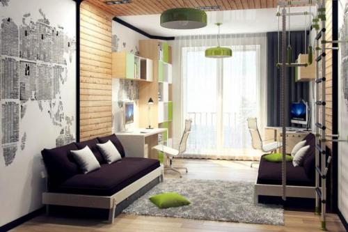 Шторы в детскую комнату для разнополых детей. Территория пополам