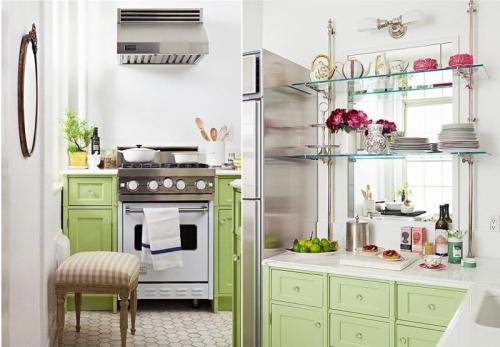 Темно зеленая кухня. Сочетание с белым цветом – универсальное и беспроигрышное