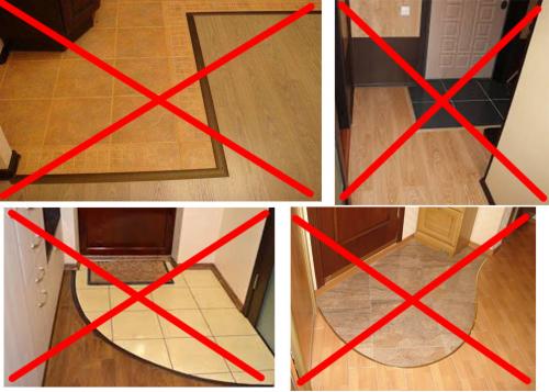 Плитка переходящая в Ламинат. Ошибка: Стыковать Плитку и Ламинат в прихожей