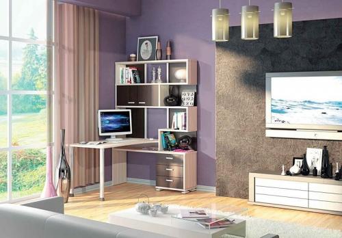 Стенка совмещенная с компьютерным столом. Варианты размещения компьютерного стола в гостиной