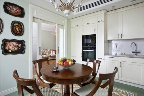 Зеленые стены на кухне. Сочетание с белым цветом – универсальное и беспроигрышное