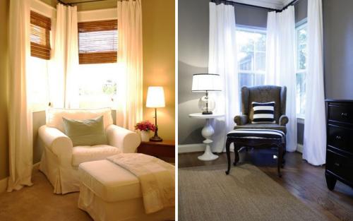 Шторы на два окна на разных стенах. Шторы на два окна в зале