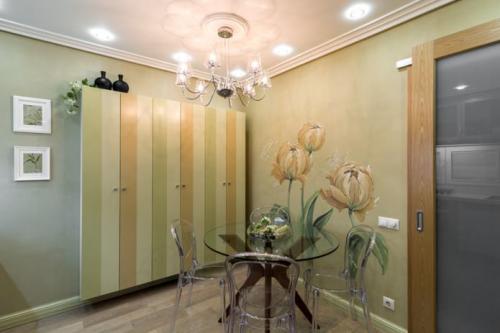 Зеленые стены на кухне. Сочетание с белым цветом – универсальное и беспроигрышное 12