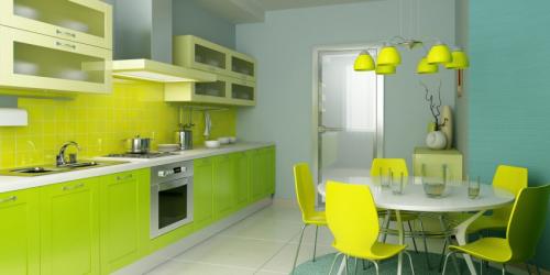 Кухни зеленого цвета дизайн. Светлые оттенки, зелёный ультрамарин и неон