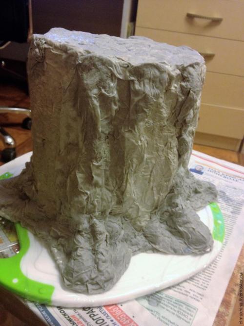 Как сделать пень из бумаги. 