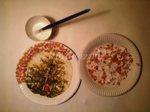 Декупаж с яичной скорлупой. Декупаж подноса из дерева яичной скорлупой 26