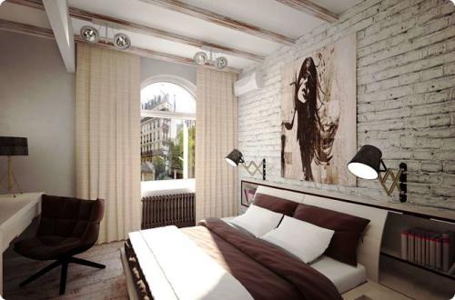 Кирпичная стена в спальне. Выбор стиля оформления кирпичной стены