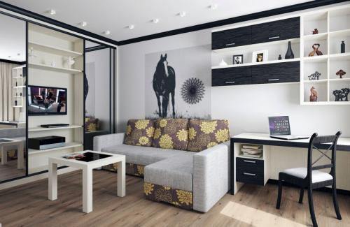 Дизайн спальня и гостиная в одной комнате. Как совместить гостиную со спальней? 18