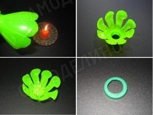 Роза из пластиковых бутылок. Разберем еще один вариант создания цветной розы из бутылки 12