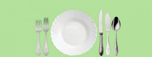 Расположение столовых приборов для основного меню