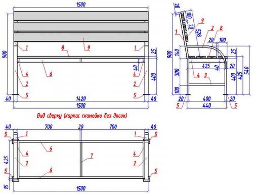 Скамейка из профиля своими руками. Сборка лавочки без спинки 03
