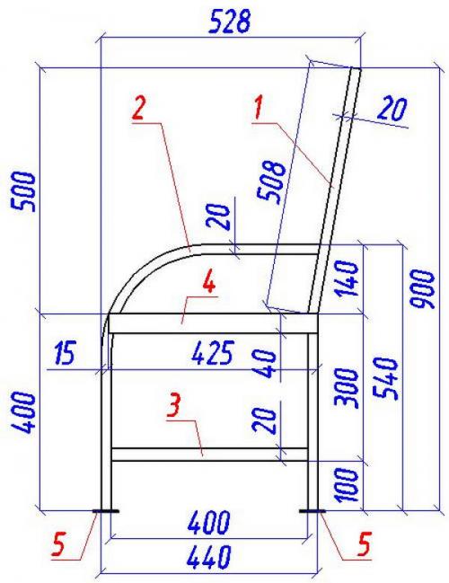 Лавка из профиля 40х20. Скамья со спинкой из профильной трубы