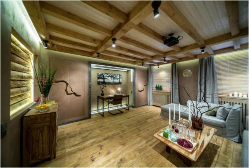 Отделка потолка деревянными балками. Стилевое решение при оформлении балками