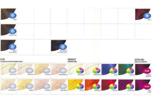 Палитра красок для волос. Отдельные тона 25 Палитра красок для волос. Отдельные тона 25
