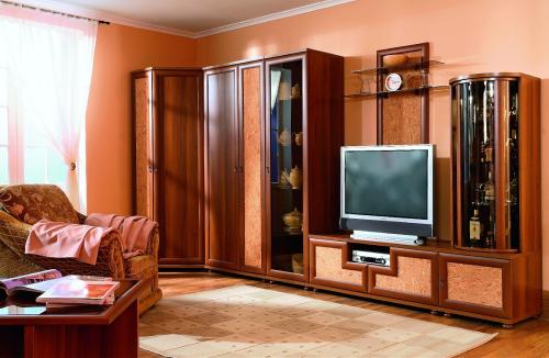 Гостиная с угловым шкафом. Какими могут быть угловые шкафы для гостиной, правила выбора