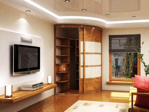 Угловой шкаф купе в гостиную. 40 идей углового шкафа-купе в гостиную 02