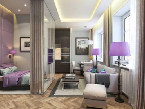 Варианты дизайна однокомнатной квартиры 35 кв м. Зонирование пространства