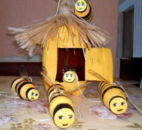 Как сделать пчел из пластиковых бутылок для.. Мастер-класс по изготовлению пчелы из пластиковых бутылок 15