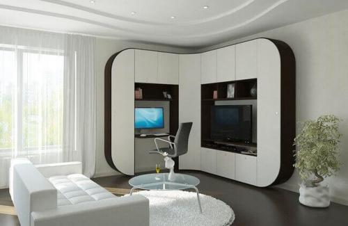 Стенка с угловым шкафом в гостиной и отличительные черты. Разновидности конструкций 36