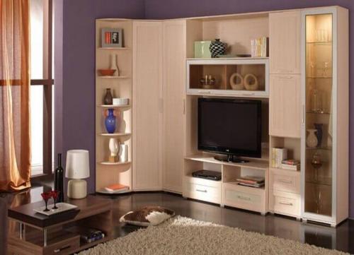 Стенка с угловым шкафом в гостиной и отличительные черты. Разновидности конструкций 35