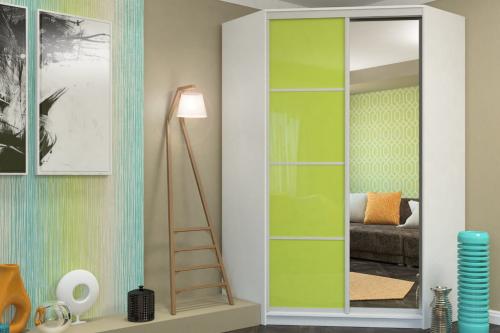 Гостиная с угловым шкафом купе. Выбор размера шкафа