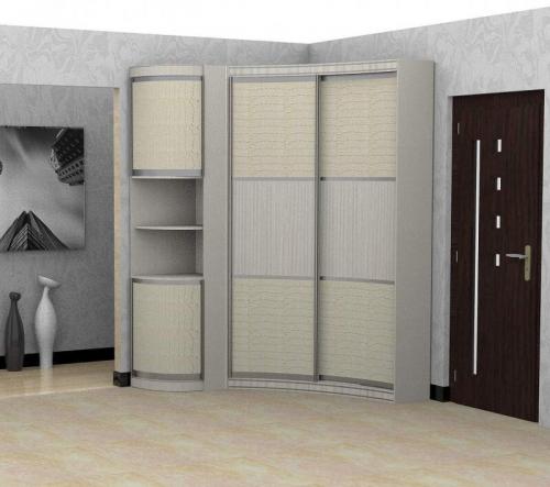 Радиусный угловой шкаф-купе. Виды систем открытия угловых радиусных шкафов