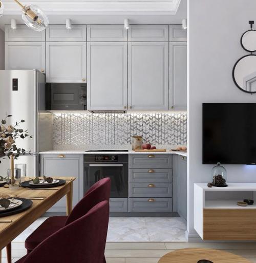 Кухня с антресолями до потолка. Когда уместно делать кухню с антресолями? 22