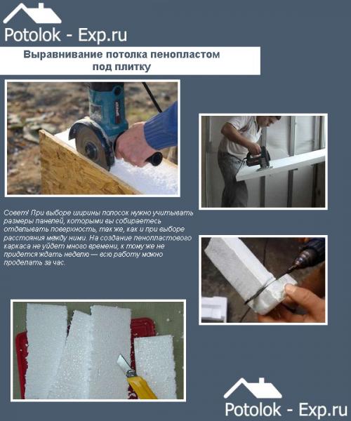 Как приготовить неровный потолок перед поклейкой плитки. Пенопластовый каркас для поклейки плитки на неровный потолок