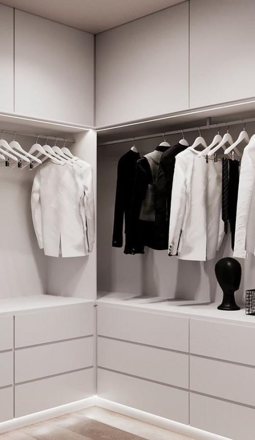 Как оптимально распределить пространство внутри гардеробной. Зоны в гардеробнои  и их параметры