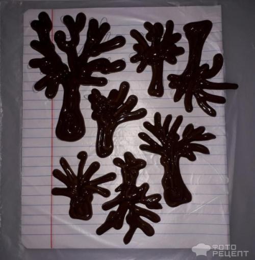 Как можно создать осенний декора в стиле Шоколад. Рецепт: Украшения из шоколада для оформления тортов и пирожных - Шоколадные деревья с разноцветными листьями.