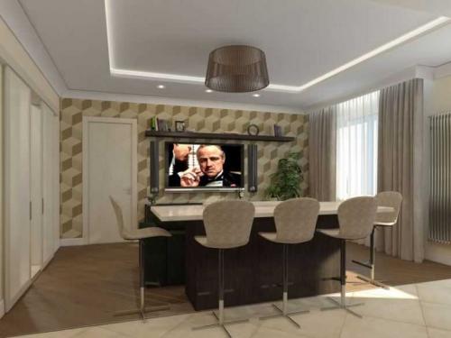 Дизайн квартир 80 кв. Гостиная-кухня