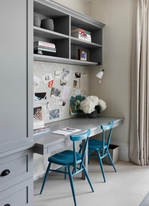 Cтена над рабочим местом.  Доской для заметок